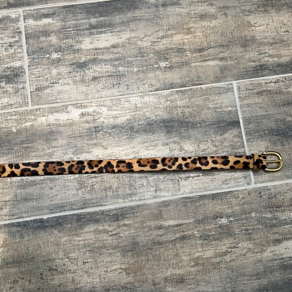 J Crew Leopard Print Calf Hair Genuine Leather Belt Gold Buckle Women L3620 - Picture 7 of 8